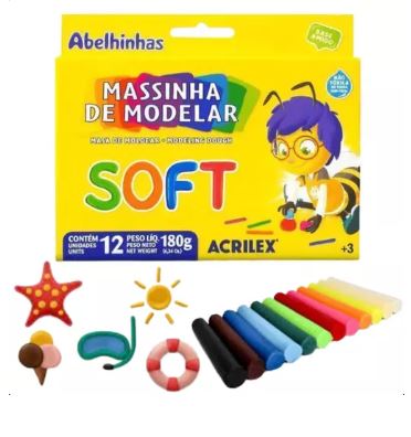 MASSA PARA MODELAR SOFT 12 CORES - ACRILEX