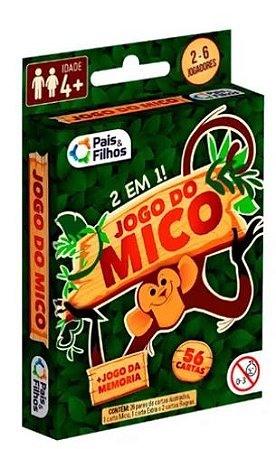 Jogo Do Mico Da Memória 56 Cartas Brinquedo 2 Em 1 Divertido - Pais e Filhos