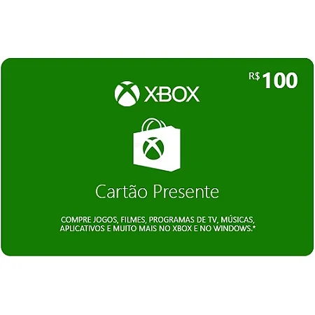 Microsoft Gift Card Xbox R$ 100 reais