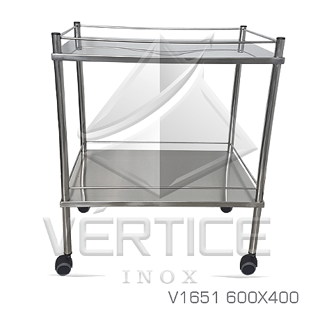 Mesa auxiliar em aço inox com gradil