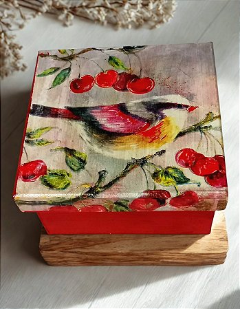 Caixa de Decoupage - Pássaro por Débora Artes