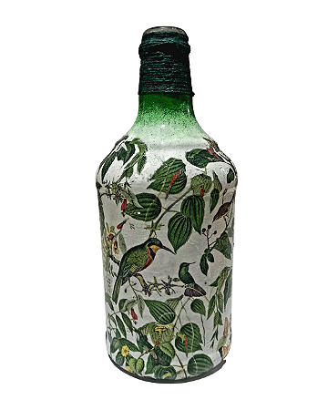 Garrafa decorada  - Pássaros por Débora Artes