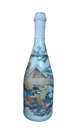 Garrafa decorada  - Casa dos pássaros por Débora Artes