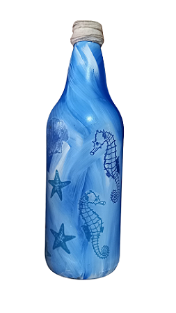 Garrafa decorada  - mar por Débora Artes