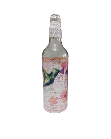 Garrafa decorada  - Pássaro beija flor por Débora Artes