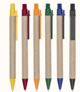 CANETA ECOLÓGICA DE PAPELÃO - CLIPS COLORIDO