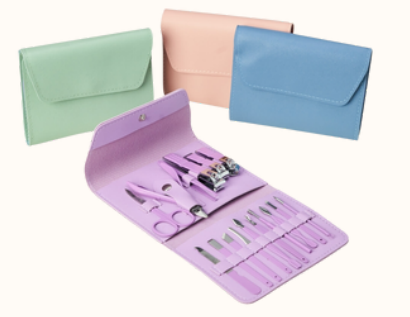 KIT MANICURE 16 PEÇAS EM ESTOJO DE COURO SINTÉTICO
