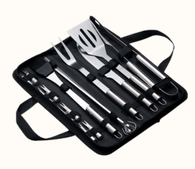 KIT CHURRASCO 17 PEÇAS EM ESTOJO E NYLON COM ALÇA