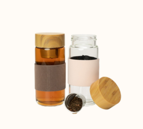 GARRAFA DE VIDRO BOROSSILICATO 400ML COM INFUSOR E LUVA SINTÉTICA