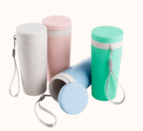 COPO FIBRA DE BAMBU 350ML COM PAREDE DUPLA E ALÇA