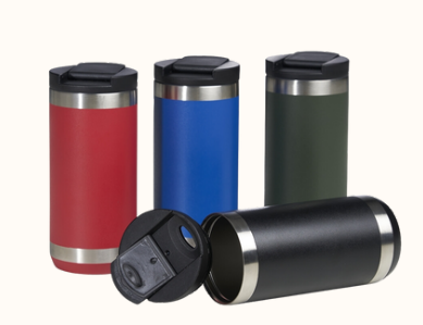 COPO TÉRMICO 350ML DE INOX COM PAREDE DUPLA E COM TAMPA PLÁSTICA