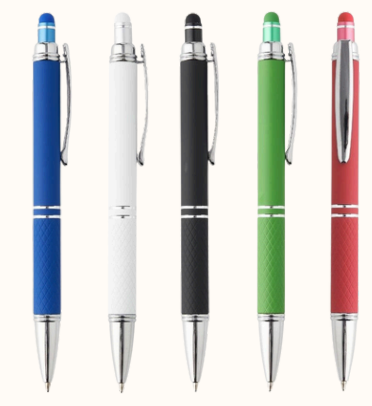 CANETA METAL TOUCH TEXTURIZADA EMBORRACHADO CLIPS CROMADO