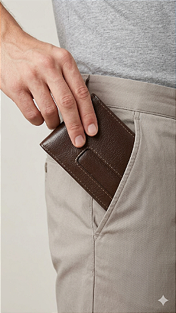Carteira Masculina em Couro com Recorte Frontal