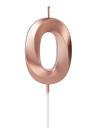 Vela Aniversário Design 5cm com 1 unidade Ouro Rose - N°0