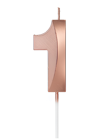 Vela Aniversário Design 5cm com 1 unidade Ouro Rose - N°1