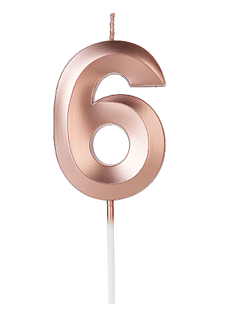 Vela Aniversário Design 5cm com 1 unidade Ouro Rose - N°6