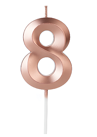 Vela Aniversário Design 5cm com 1 unidade Ouro Rose - N°8