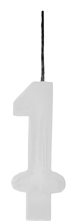 Vela Aniversário Glitter Big Branco 8cm com 1 unidade - N°1