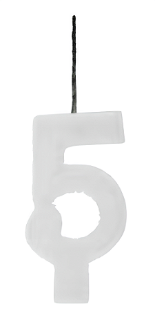 Vela Aniversário Glitter Big Branco 8cm com 1 unidade - N°5