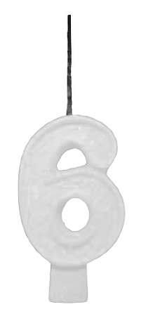 Vela Aniversário Glitter Big Branco 8cm com 1 unidade - N°6
