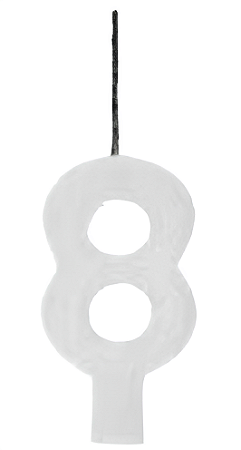 Vela Aniversário Glitter Big Branco 8cm com 1 unidade - N°8