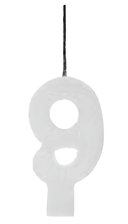 Vela Aniversário Glitter Big Branco 8cm com 1 unidade - N°9
