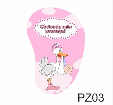 Adesivo Pezinho - Chá de Fraldas PZ03 c/ 20 unid. - Rosa Bebê