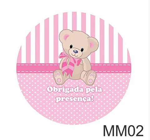 Adesivo Redondo - Chá de Fraldas MM02 c/ 20 unid. - Rosa Bebê