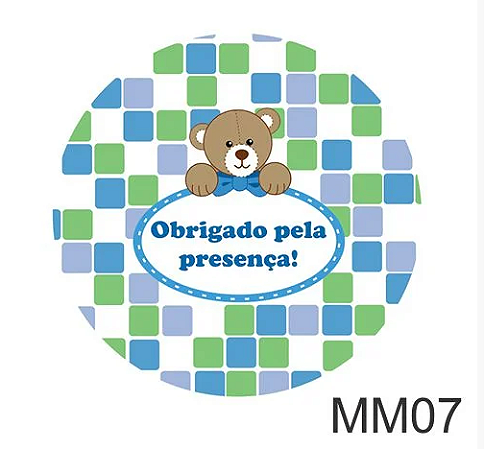 Adesivo Redondo - Chá de Fraldas MM07 c/ 20 unid. - Azul Bebê
