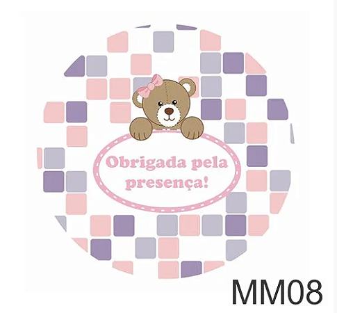 Adesivo Redondo - Chá de Fraldas MM08 c/ 20 unid. - Rosa Bebê