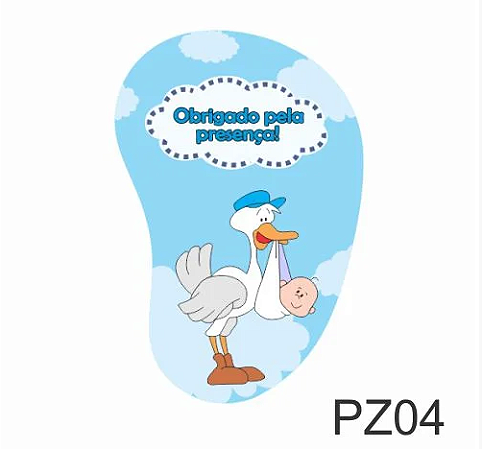 Adesivo Pezinho - Chá de Fraldas PZ04 c/ 20 unid. -  Azul Bebê