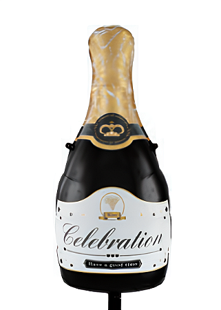 Balão Metalizado Garrafa de Champagne 78X42cm com 1 unidade - Preto