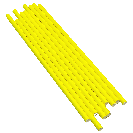 Canudo de Papel Liso 19,5cm com 20 unidades - Amarelo