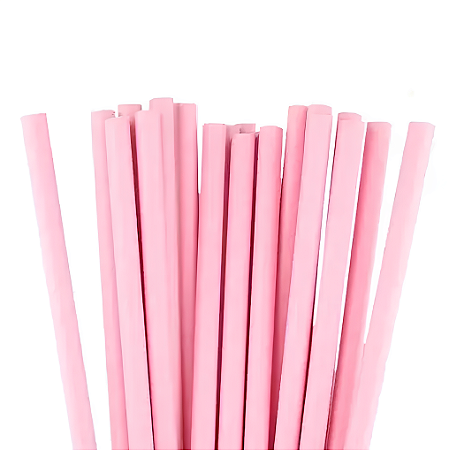 Canudo de Papel Liso 19,5cm com 20 unidades - Rosa