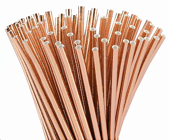 Canudo de Papel Metálico com 20 unidades - Ouro Rose