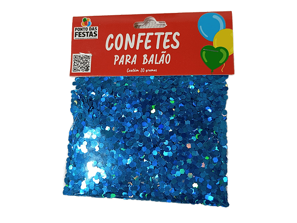 Confete para balão Holográfico Hexagonal 3mm 20g com 1 unidade - Cores - Azul