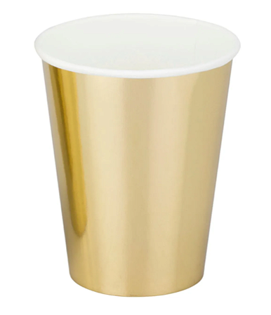Copo de Papel Metalizado 230g 250ml com 8 unidades - Dourado