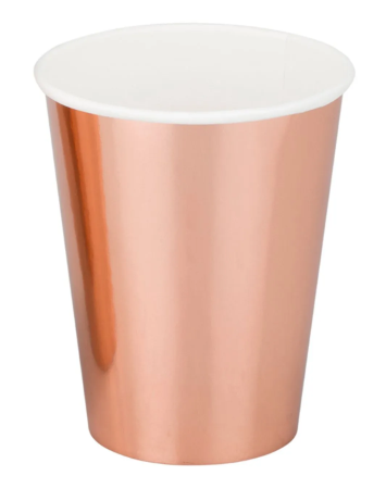 Copo de Papel Metalizado 230g 250ml com 8 unidades - Ouro Rose