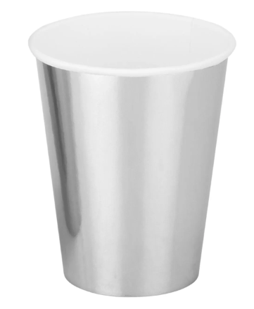 Copo de Papel Metalizado 230g 250ml com 8 unidades - Prata