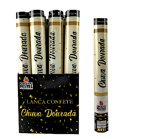 Lança Confete Estrelas 30cm com 1 unidade - Dourado