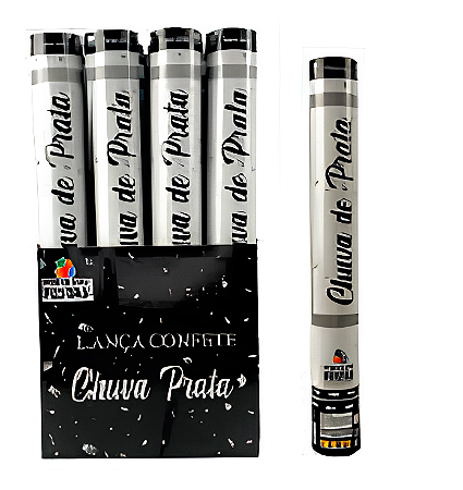 Lança Confete Estrelas 30cm com 1 unidade - Prata