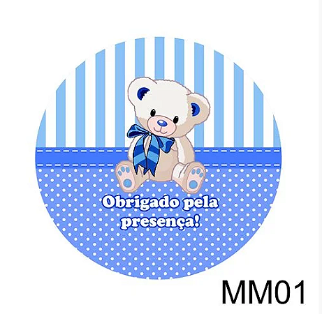 Adesivo Redondo - Chá de Fraldas MM01 c/ 20 unid. - Azul Bebê