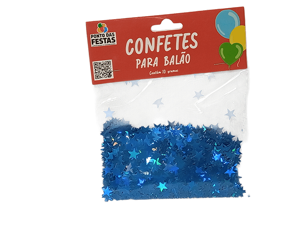 Confete para balão Holografico Estrela 0.8cm 10g com 1 unid. - Azul