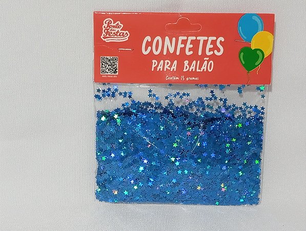 Confete para Balão Mini Estrela Holográfica 3mm 15g c/ 1 unid. - Azul