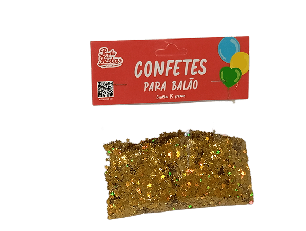 Confete para Balão Mini Estrela Holografica 3mm 15g c/ 1 unid. - Dourado