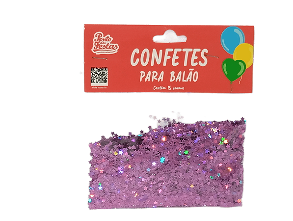 Confete para Balão Mini Estrela Holografica 3mm 15g c/ 1 unid. - Rosa