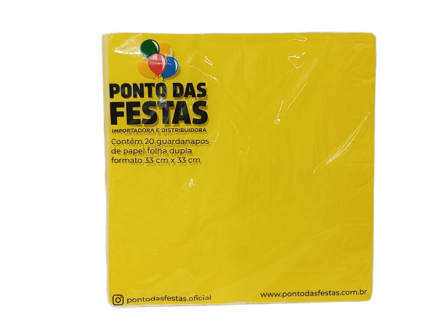 Guardanapo de Papel Dupla Camada 33x33cm c/ 1 unid. - Amarelo