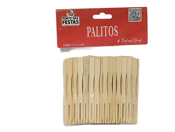 Palito Aperetivo Madeira 9cm pacote c/ 100 unidades