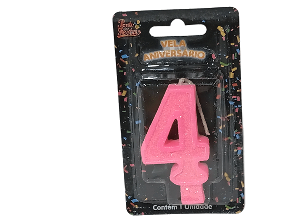 Vela Aniversário Glitter Big Rosa 8cm c/ 1 unid. - Número: 4