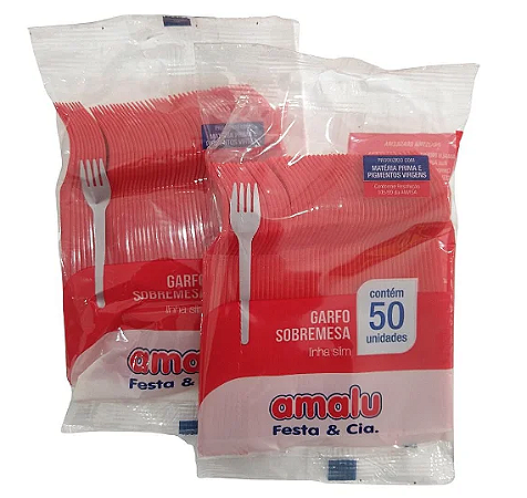 Garfo Sobremesa c/ 50 unid. - Amalu - Rosa Claro